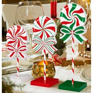 Charming 3-Piece Tiered Wooden Candy Set for Christmas Table Centerpieces